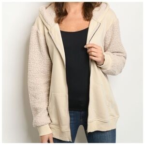 🆕Just In-Long sherpa sleeve hooded Jacket